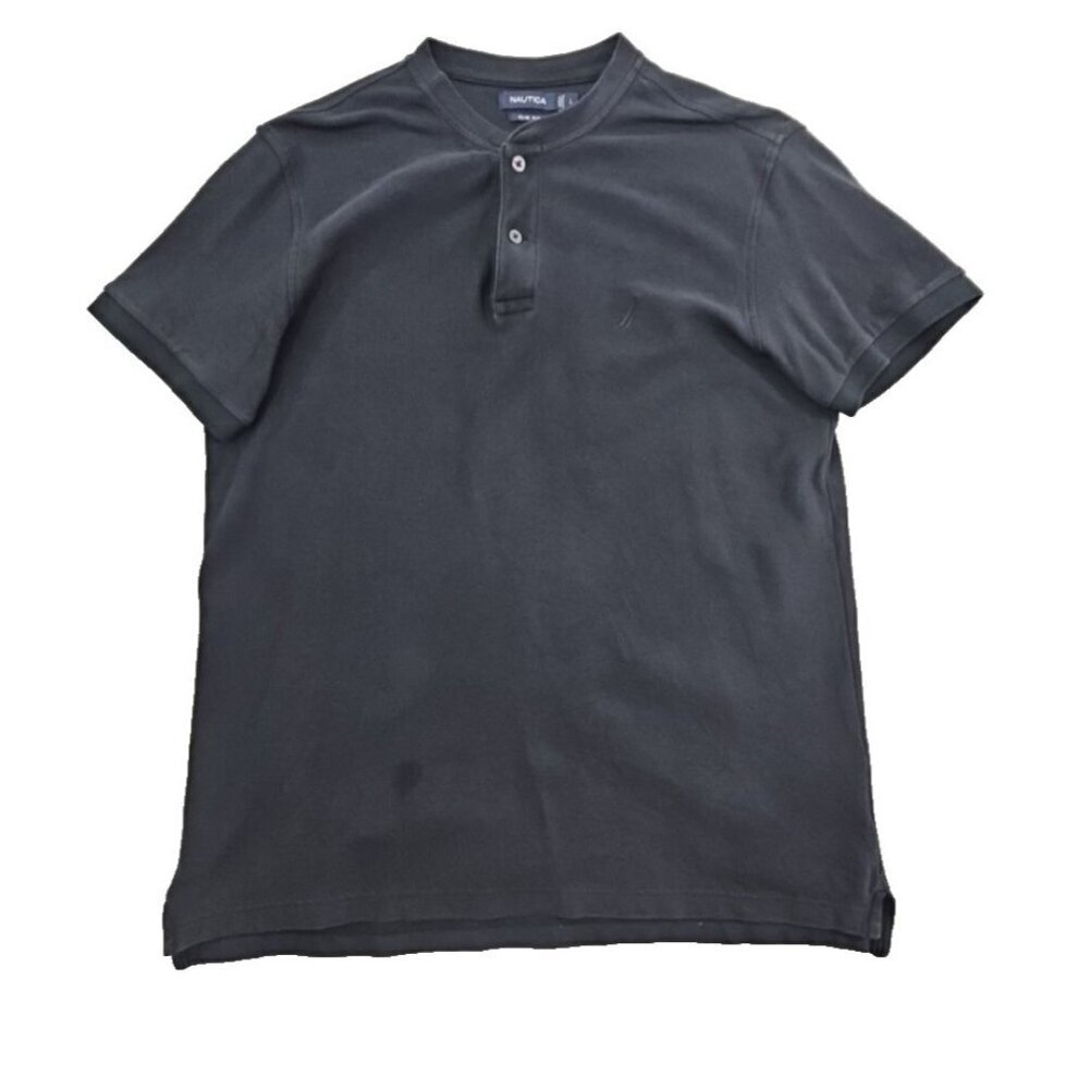 Nautica Slim Fit Heavy Crew Neck Shirt Men's Large‎ Dark Navy Blue EUC LN